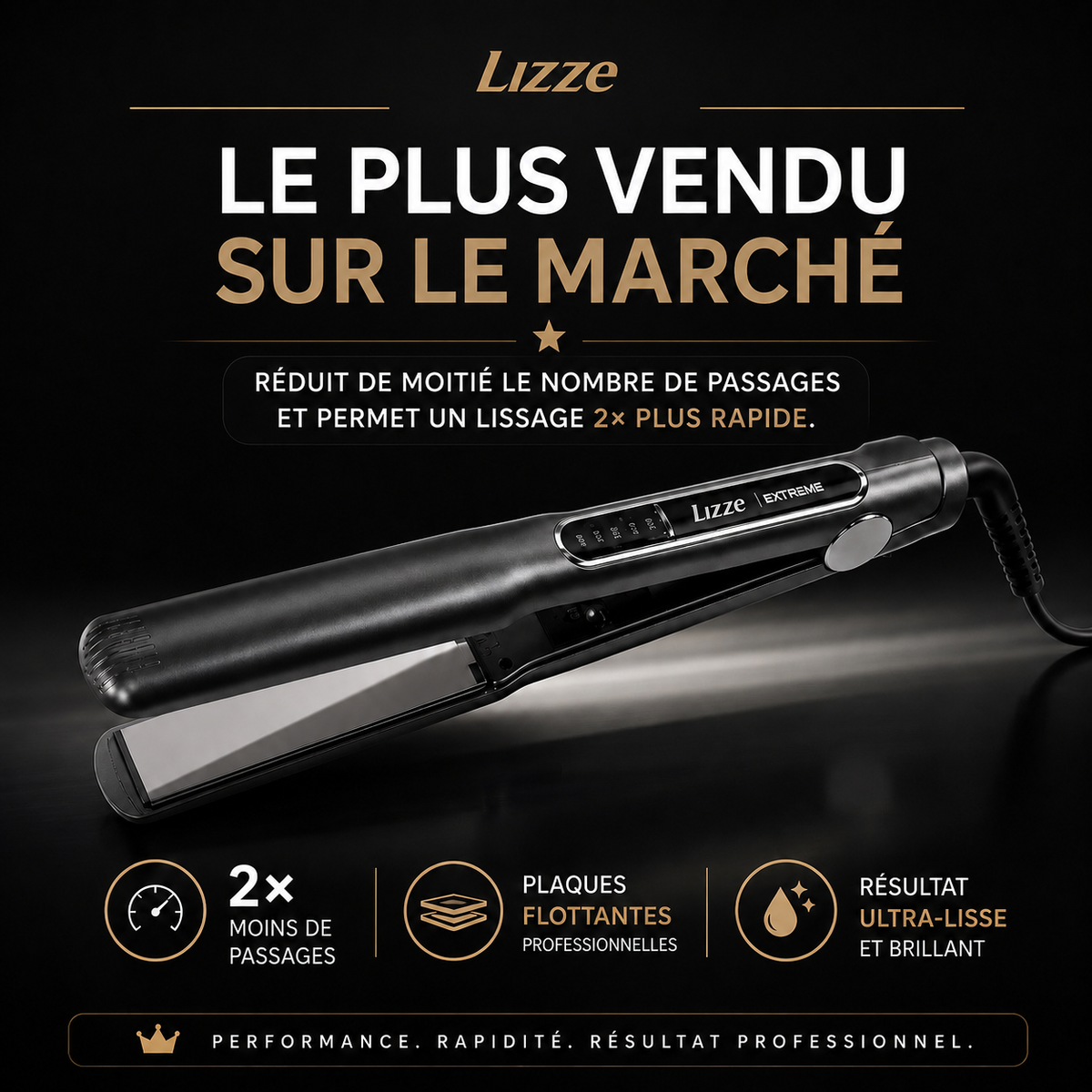 lisseur professionnel Lizze Extrême plaques titane 250°C haute performance