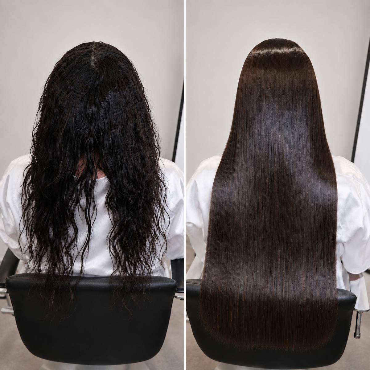 Avant après lissage Indien sur cheveux bouclés et frisés – résultat cheveux lisses, brillants et disciplinés