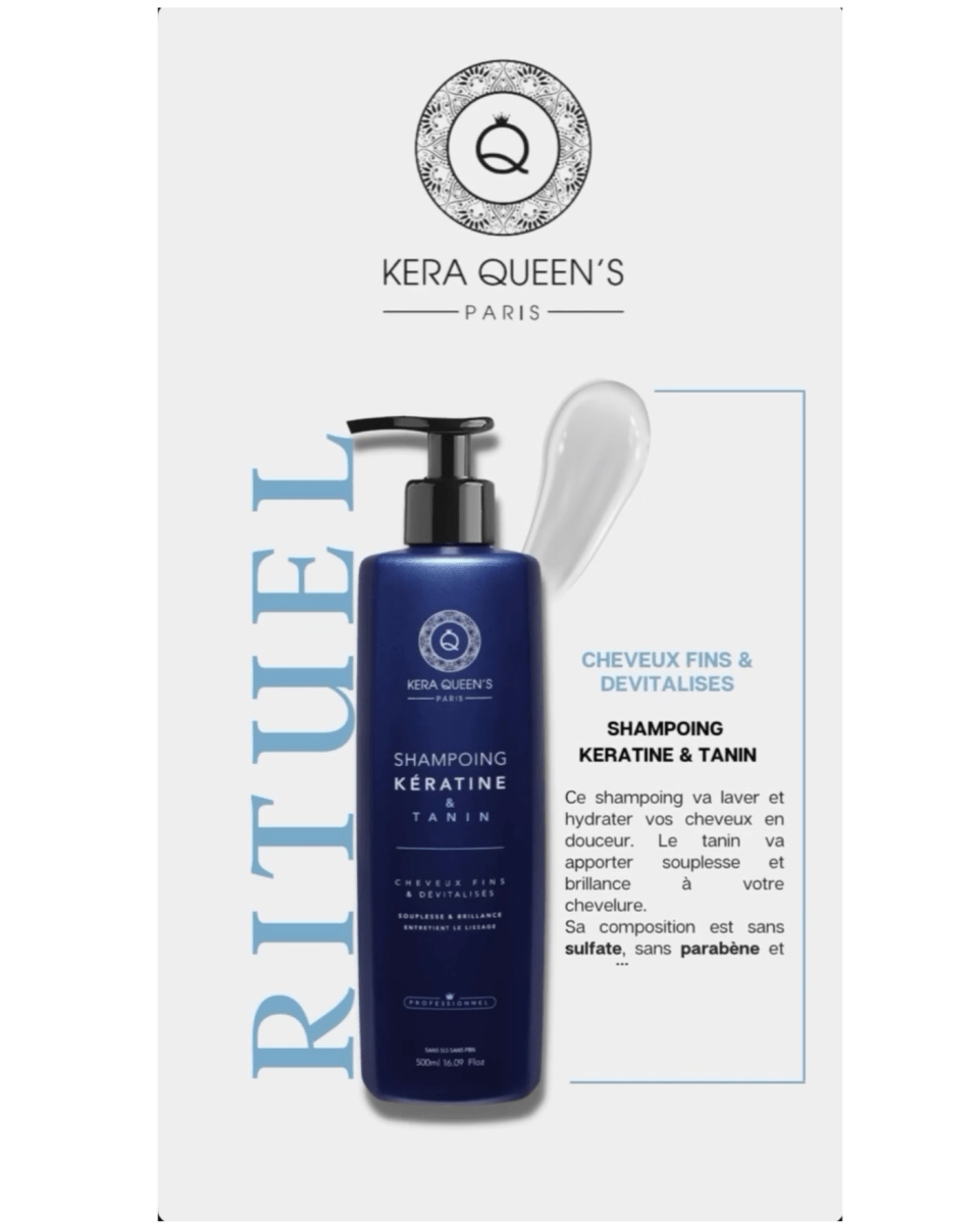 Trio Kératine & Tanin Shampoing + Masque + Sérum ( 500ml ) - MEILLEUR LISSAGE